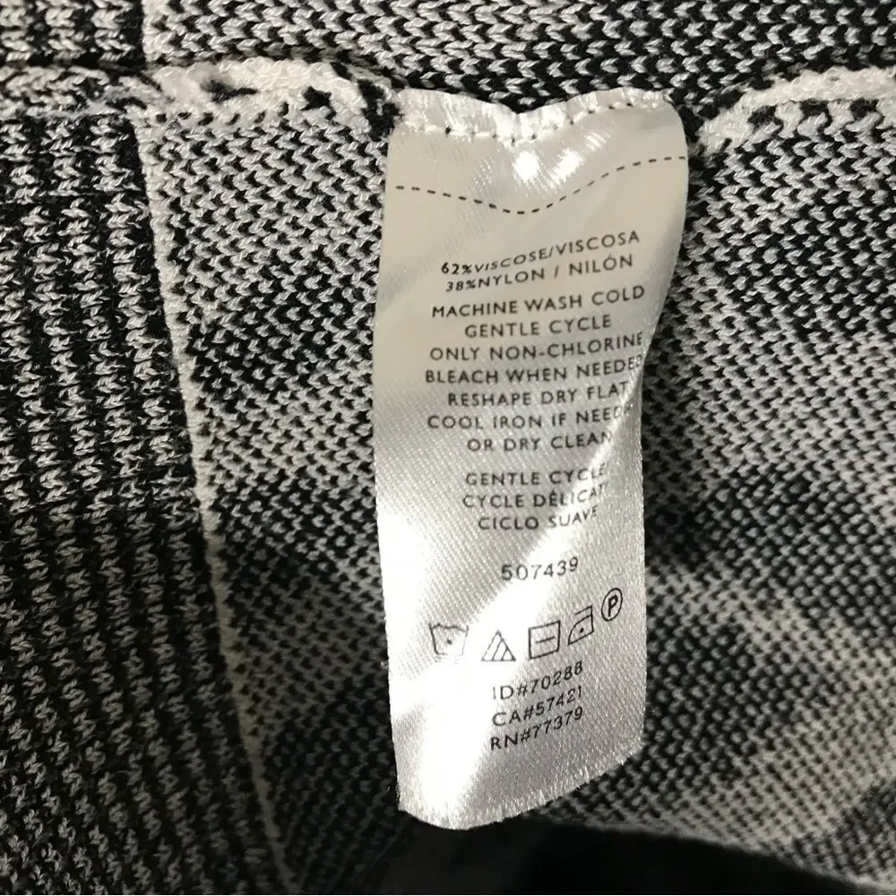 Ann Taylor Cardigan Sweater Womens Size Large Black White Viscose Blend Buttons - Picture 7 of 8